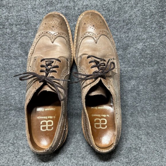 Allen Edmonds Shannon Drive Oxford Shoes Mens 10 Tan Distress Leather Wingtip - Picture 5 of 11